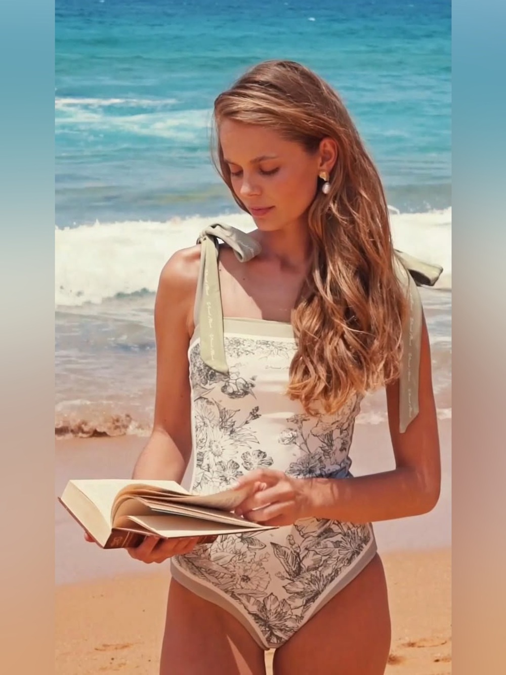 Visual Mood: Green Toile Reversible One Piece Bathing Suit
